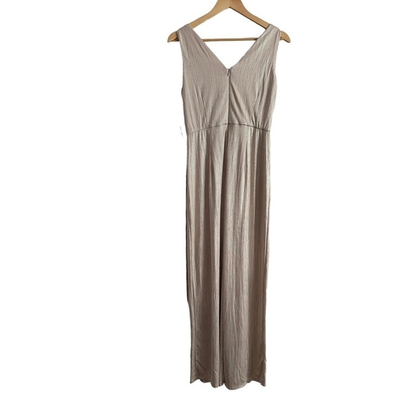 London Times Metallic V-neck High Slits Wide Leg Walk Thru Jumpsuit Size… - Picture 7 of 17